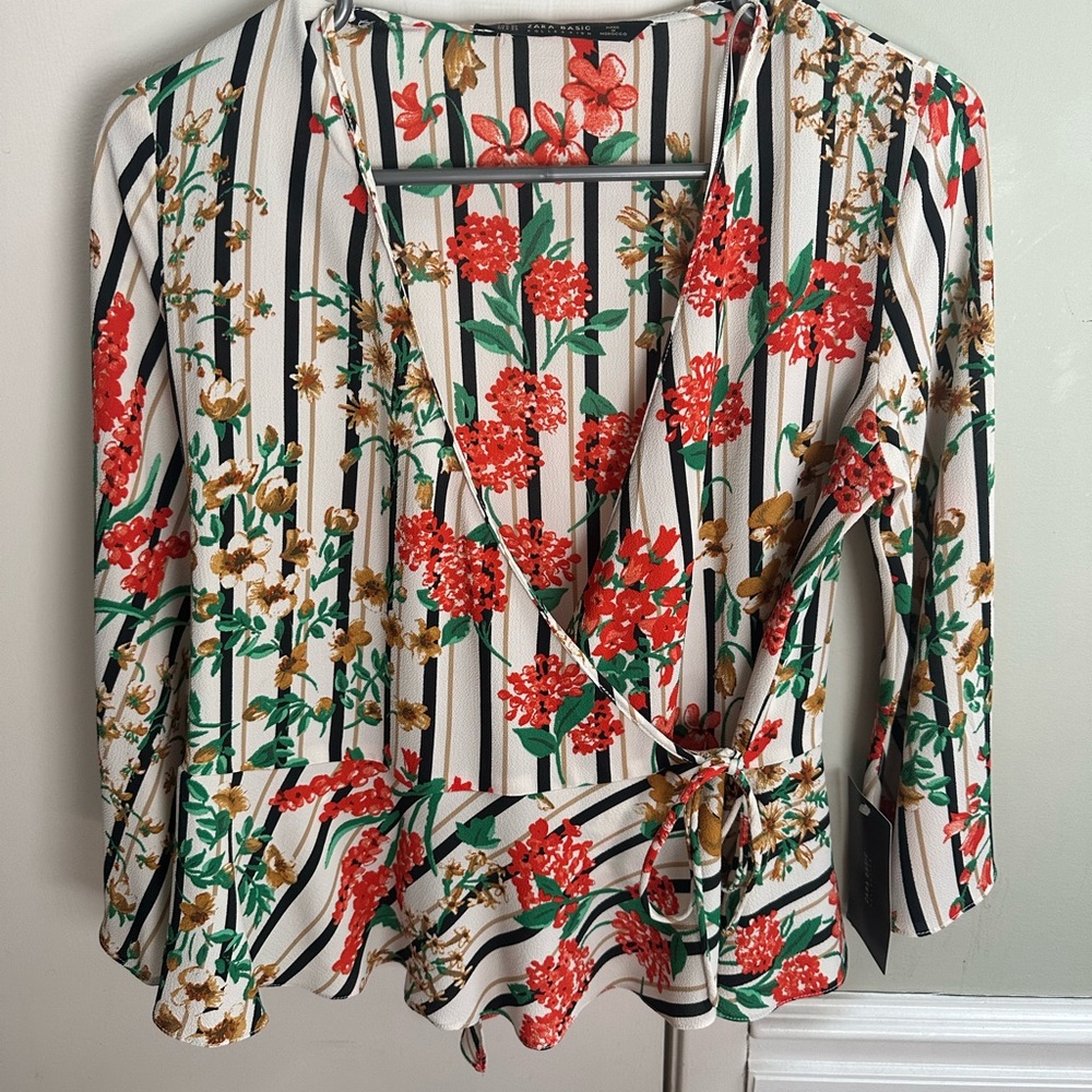 Zara printed wrap shirt nwt